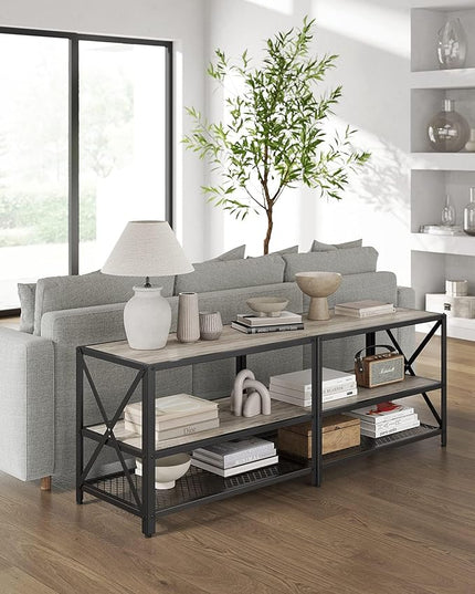 VASAGLE TV Stand, TV Console for TVs Up to 65 Inches, TV Table, 55.1 Inches Width, TV Cabinet with Storage Shelves, Steel Frame, for Living Room, Bedroom, Greige and Black ULTV094B02 - LeafyLoom