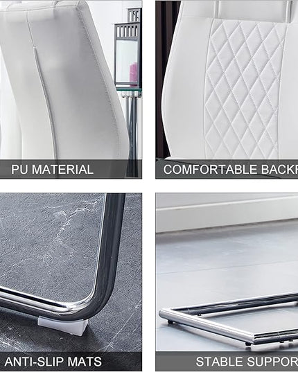 NicBex Haerin-SD-00311-LWJ Dining Chairs, 16"x19"x38", White and Silver - LeafyLoom