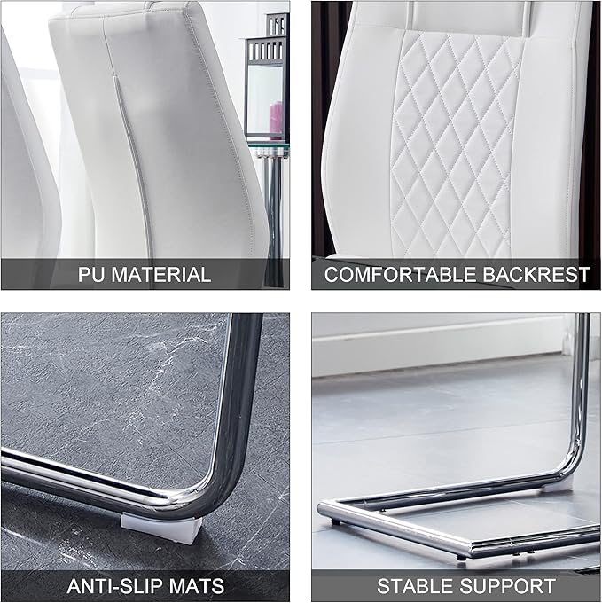 NicBex Haerin-SD-00311-LWJ Dining Chairs, 16"x19"x38", White and Silver - LeafyLoom