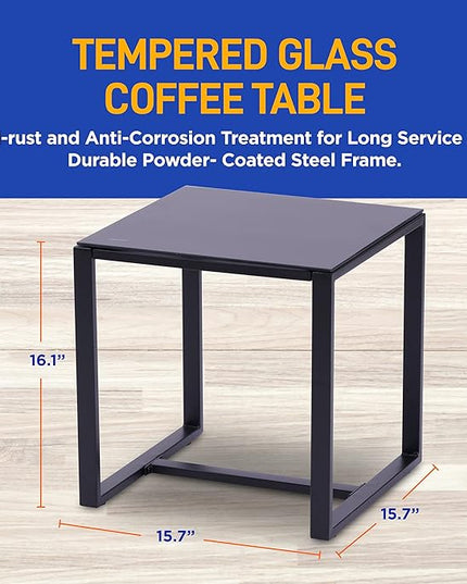 SereneLife Patio Outdoor Furniture, 3 Pcs. Per Set-includes 2 Single Chairs with Soft Cushion and 1 Glass-top Coffee Table, Black Weather-Resistant Resin Wicker Rattan, Brown - LeafyLoom