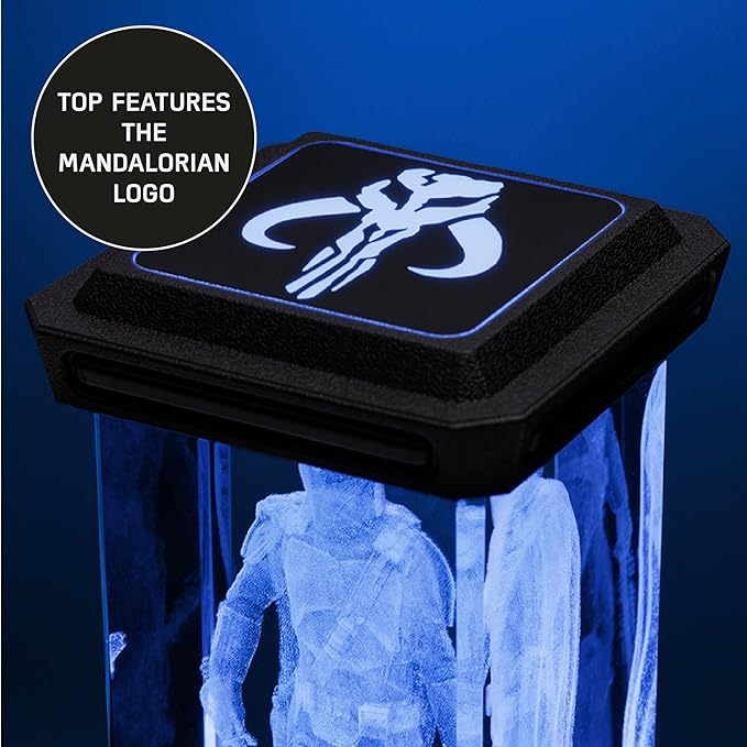 Paladone The Mandalorian Holographic Light, 3D Laser-Etched Crystal Model of The Mandalorian and Grogu, 12cm (4.7") Tall Lighting and Star Wars Decor - LeafyLoom
