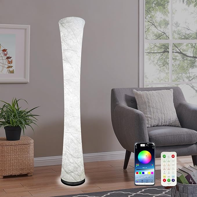 Floor Lamp, floor lamps for living room, floor lamp for bedroom, standing lamp, RGB Color Changing, Music Sync, APP Remote Control, 62'' Standing Lamp for Living Room,see installation video here - LeafyLoom
