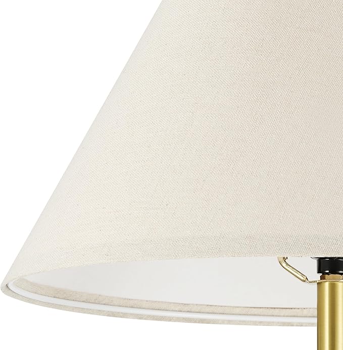 Globe Electric 61000060 60" Floor Lamp, Matte Brass Finish, Beige Linen Shade, Weighted Base, On/Off Rotary Switch on Socket, Reading Lamp, Home Office Accessories, Home Improvement - LeafyLoom