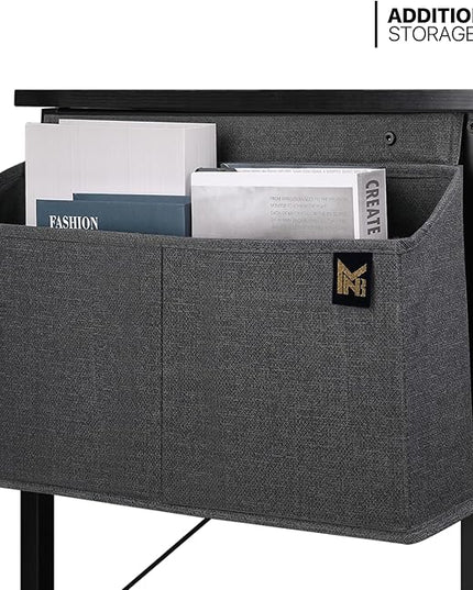 MoNiBloom Writing Computer Desk 40", Simple Home Office Gaming Desk with Storage Bag, Space Saving Table - Black - LeafyLoom