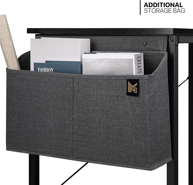 MoNiBloom Writing Computer Desk 40", Simple Home Office Gaming Desk with Storage Bag, Space Saving Table - Black - LeafyLoom