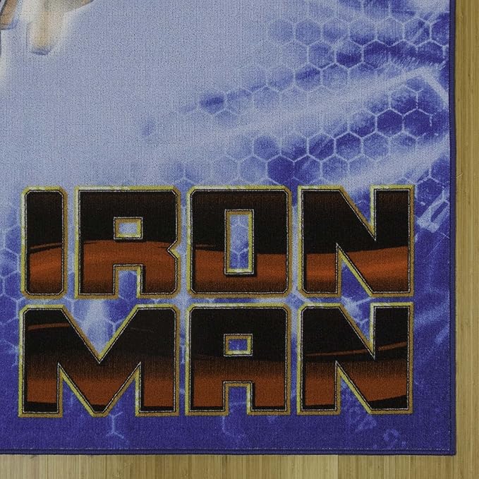 Gertmenian Marvel Rug Boys Childrens Bedroom Decor Kids Home Play Room Mat Bedding Area Carpet; 54x78 Large, Iron Man Superhero Navy Blue; 47329 - LeafyLoom