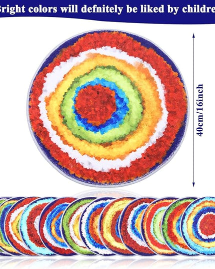 HiiARug Carpet Circles Kids Rug 16" Rainbow Crazy Carpet Circle Seats Pre-School Classroom Accessories 12pcs Round Carpet Seats Group Activity Spots Marker for Classroom Kindergarden Playroom - LeafyLoom