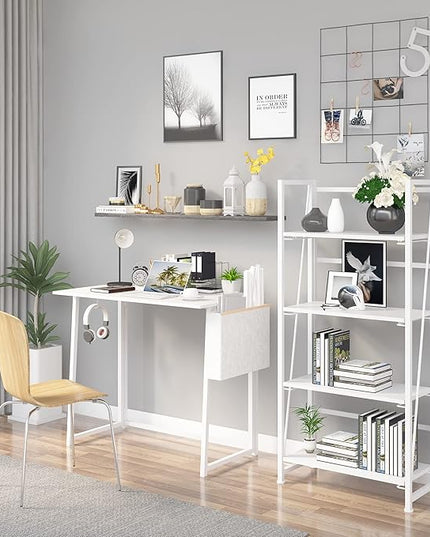 No-Assembly Folding Bookshelf Storage Shelves 4 Tiers Vintage Multifunctional Plant Flower Stand Storage Rack Shelves Bookcase for Home Office (All White) - LeafyLoom