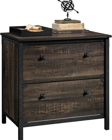 Sauder Steel River Lateral File, L: 30.08" x W: 20.75" x H: 29.53", Carbon Oak Finish - LeafyLoom