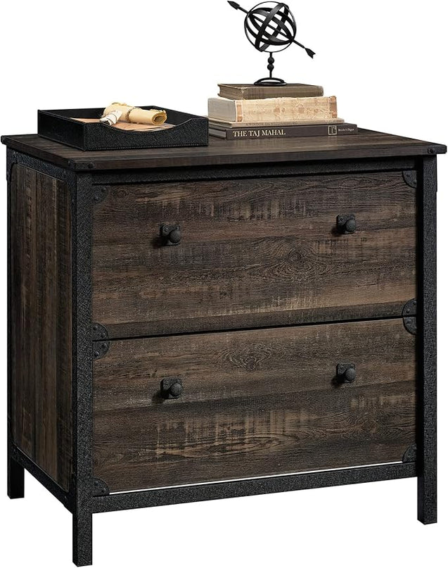 Sauder Steel River Lateral File, L: 30.08" x W: 20.75" x H: 29.53", Carbon Oak Finish - LeafyLoom