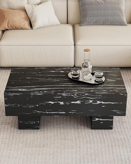 NicBex 43.3Inch Rectangular Dining Table,Minimalist Kitchen Table with Black and White Patterns Tabletop for 4 to 6,Modern Coffee Table,Dining Room Table for Kitchen,Small Space and Living Room,Black - LeafyLoom