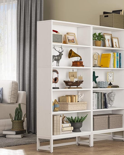 Tribesigns Tall Bookcase and Bookshelf, 70.8” Large Bookcases Organizer with 5-Tier Storage Shelves, Heavy Duty Free-Standing Library Bookshelf Shelving Unit for Living Room, Bedroom, Office (White) - LeafyLoom