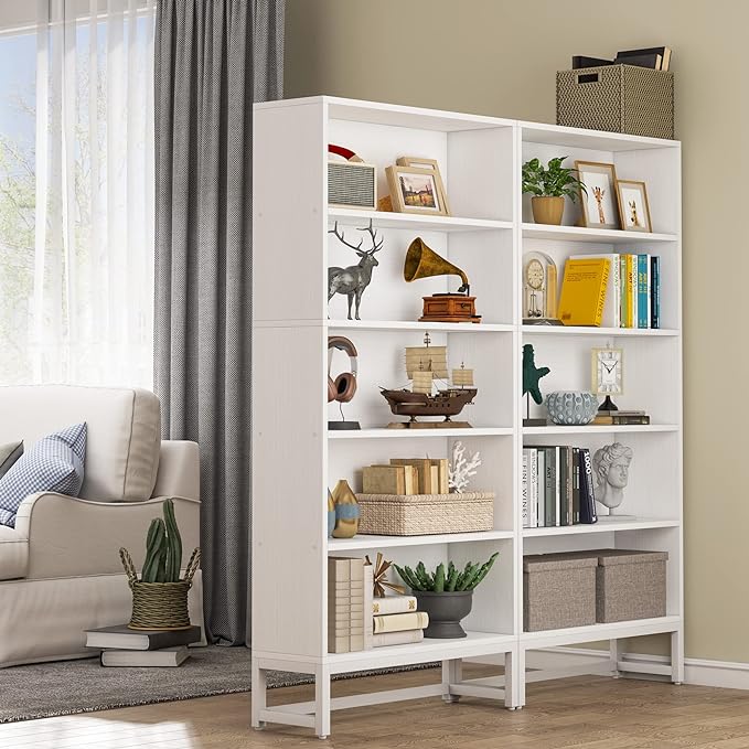Tribesigns Tall Bookcase and Bookshelf, 70.8” Large Bookcases Organizer with 5-Tier Storage Shelves, Heavy Duty Free-Standing Library Bookshelf Shelving Unit for Living Room, Bedroom, Office (White) - LeafyLoom