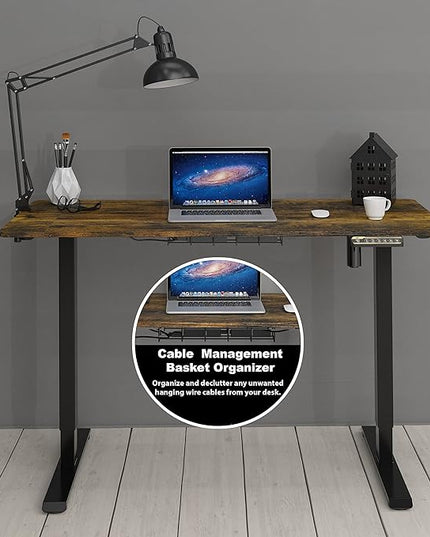 SHW Memory Preset Electric Height Adjustable Standing Desk, 48 x 24 Inches, Rustic Brown - LeafyLoom