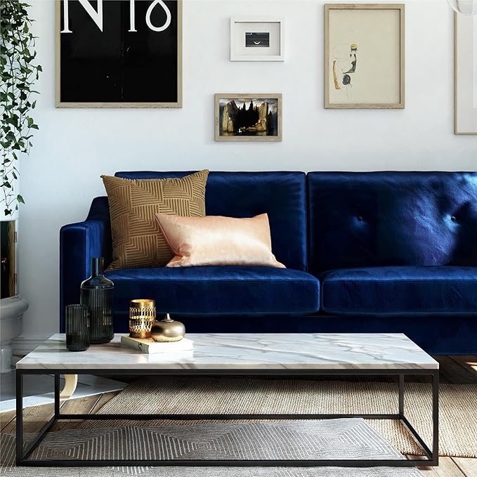 Mr. Kate Tess Sofa with Soft Pocket Coil Cushions, Small Space Living Room Furniture, Blue Velvet - LeafyLoom