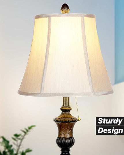 Brightech Sophia LED Floor Lamp, Tall Lamp with Bell Shape Fabric Shade, Mid Century Modern Lamp for Bedroom, Mid-Century Lamp for Living Rooms & Offices, Great Living Room Decor - Bronze - LeafyLoom