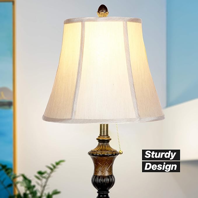 Brightech Sophia LED Floor Lamp, Tall Lamp with Bell Shape Fabric Shade, Mid Century Modern Lamp for Bedroom, Mid-Century Lamp for Living Rooms & Offices, Great Living Room Decor - Bronze - LeafyLoom