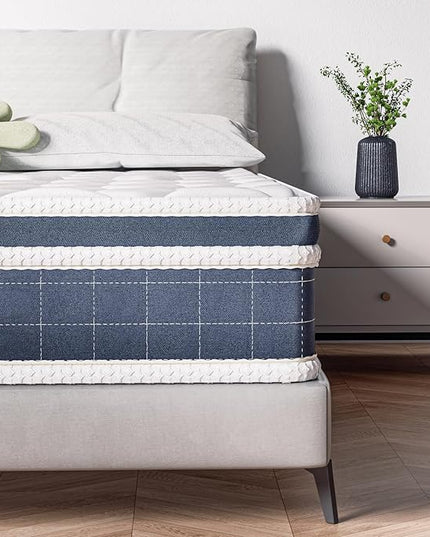 Queen Mattress,10 Inch Hybrid Mattress in a Box, Gel Memory Foam Mattress, Individually Wrapped Pocket Coils Innerspring Mattress, Motion Isolation, Medium Firm, Soft & Breathable Knitted Fabric - LeafyLoom