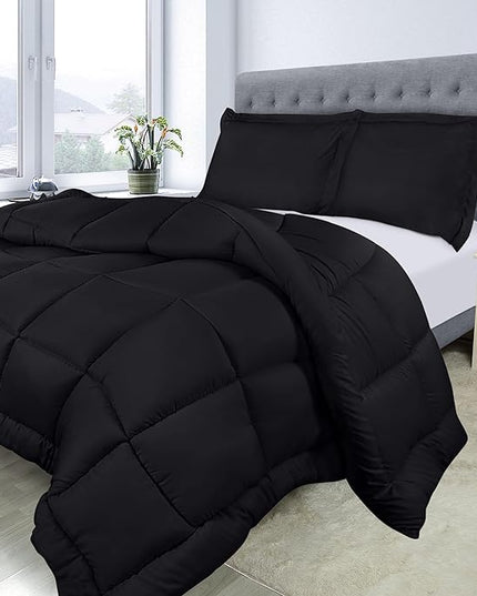 Utopia Bedding King Size Comforter Set with 2 Pillow Shams, Bedding Comforter Sets, Down Alternative Black Comforter, Soft and Comfortable, Machine Washable - LeafyLoom