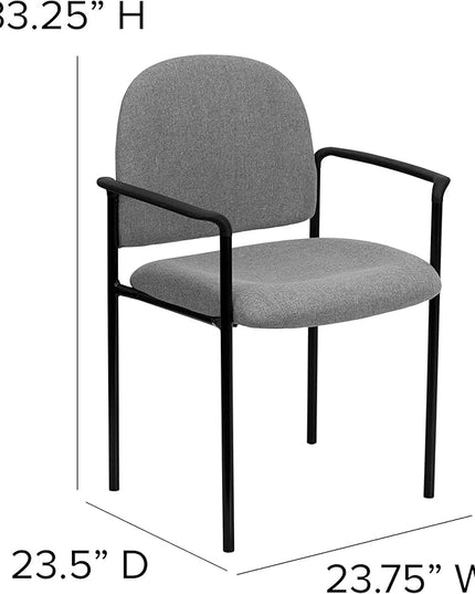 Flash Furniture Tiffany Comfort Gray Fabric Stackable Steel Side Reception Chair with Arms - LeafyLoom