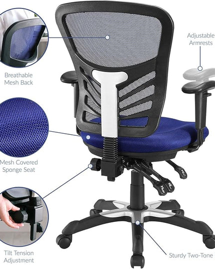 Modway EEI-757 Articulate Ergonomic Mesh Office Chair in Blue - LeafyLoom