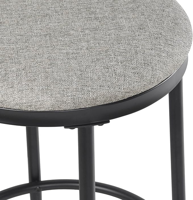 HomePop Upholstered Metal Barstool, Fabric Side Chairs for Dining Room, Kitchen and Living Room - Sustainable Gray Woven - LeafyLoom