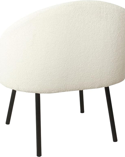 Homepop Home Decor Upholstered Modern Accent Chair Accent Chairs for Living Room & Bedroom Decorative Home Furniture, Sherpa Cream - LeafyLoom