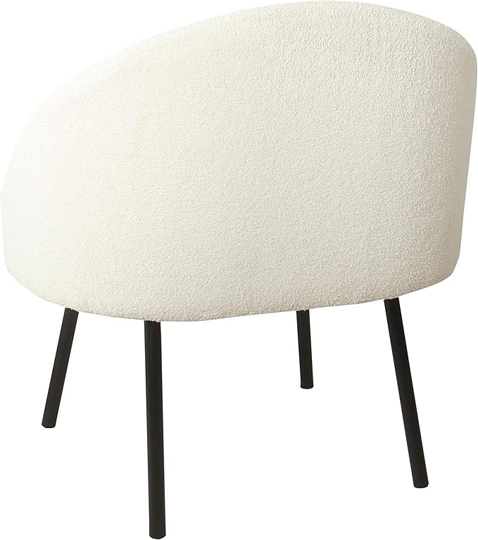 Homepop Home Decor Upholstered Modern Accent Chair Accent Chairs for Living Room & Bedroom Decorative Home Furniture, Sherpa Cream - LeafyLoom