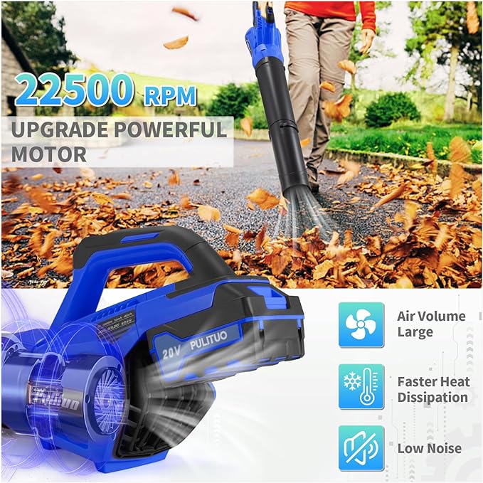 20V Cordless Leaf Blower with 2 Batteries and Charger, High Power 400 CFM Cordless Electric Leaf Blower with Two Nozzles Lightweight Handheld Blower for Lawn Care Patio Garden Leaves Yard - LeafyLoom