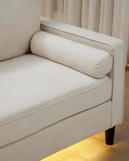 3 Seater L Shaped Convertible Sectional Sofa Couch with Reversible Chaise , Linen Upholstered Corner Sleeper Lounge Sofá with 2 USB Ports and LED Lights ,Storage for Small Space Living Room Apartment - LeafyLoom