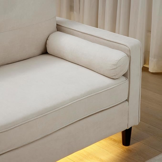3 Seater L Shaped Convertible Sectional Sofa Couch with Reversible Chaise , Linen Upholstered Corner Sleeper Lounge Sofá with 2 USB Ports and LED Lights ,Storage for Small Space Living Room Apartment - LeafyLoom
