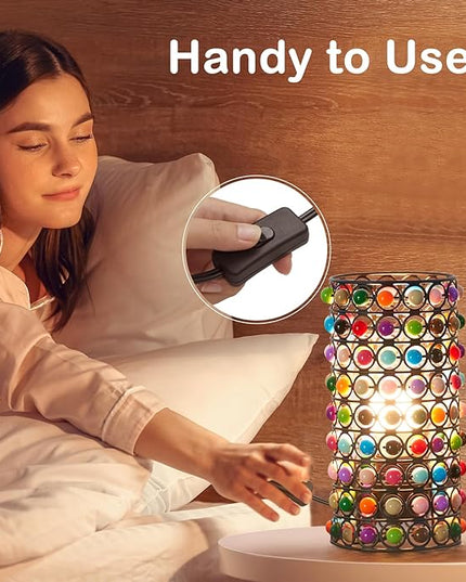 Colorful Beads Table Lamp-Cute Lamp for Girls Room, Unique Lampshade, Bulb Included - LeafyLoom