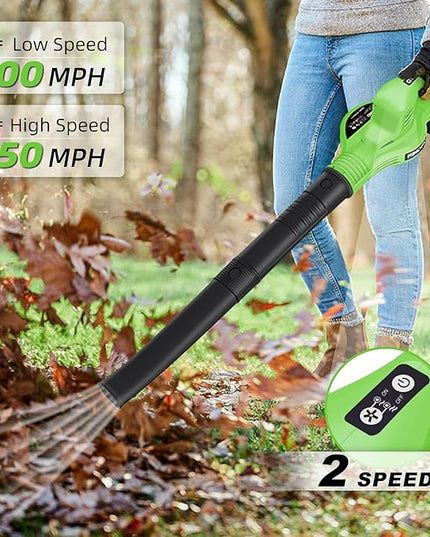 Cordless Leaf Blower 150MPH, Handheld Electric Leaf Blower with 4.0Ah Battery and Charger, 2 Speed Modes, 20V Battery Operated Leaf Blowers for Lawn Care, Patio, Blowing Leaves and Snow - LeafyLoom
