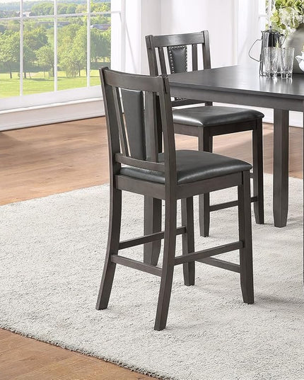 NicBex Small Dining Table Set for 4 5Pc Set Kitchen Breakfast Counter Height Dining Table with Wooden Top Upholstered Cushion 4 High Chairs Dining Room Furniture, Grey Mix - LeafyLoom