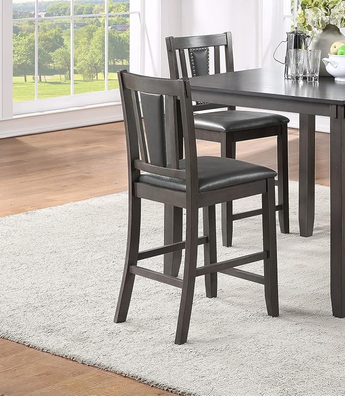 NicBex Small Dining Table Set for 4 5Pc Set Kitchen Breakfast Counter Height Dining Table with Wooden Top Upholstered Cushion 4 High Chairs Dining Room Furniture, Grey Mix - LeafyLoom