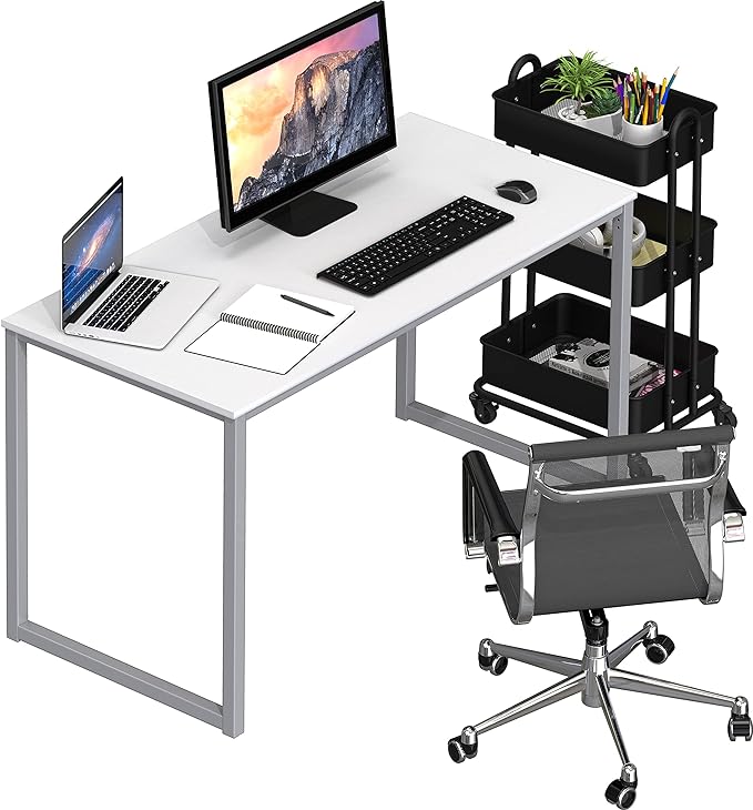 SHW Home Office 40-Inch Computer Desk, White - LeafyLoom