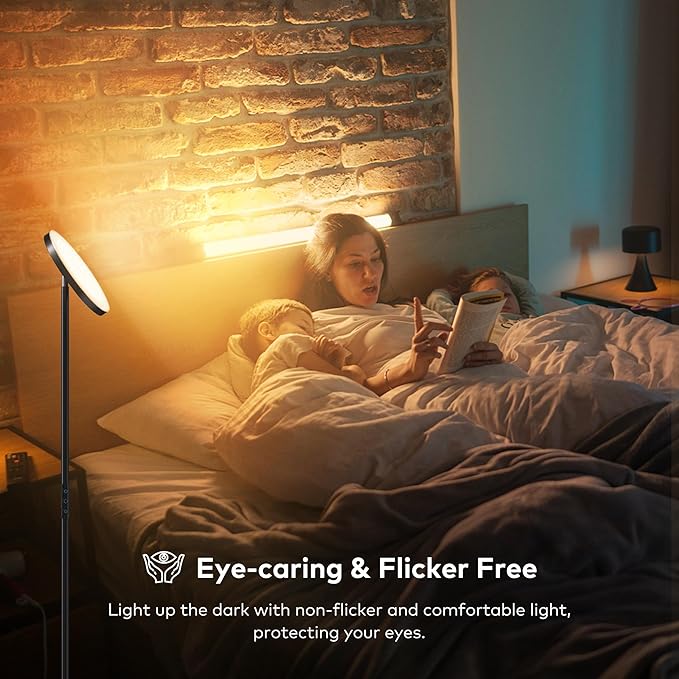 Floor Lamp,Bright 36W 3500LM Standing Lamp with Remote, 2700K Soft White to 6500K Cool White Adjustable,Touch Control Dimmable Torchiere Tall Lamp for Living Room,Bedroom,Office,Sofa(Black) - LeafyLoom