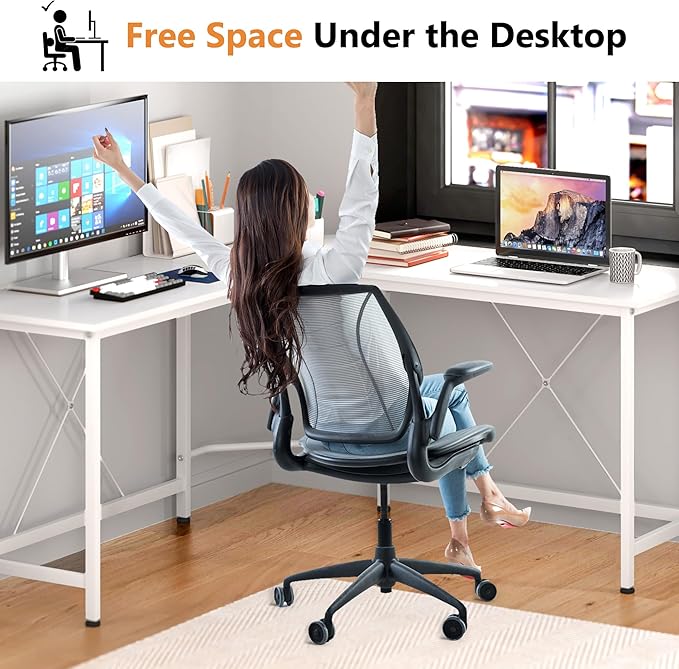 soges L Shaped Desk, 59inch L Desk Computer Corner Desk, Gaming Desk, Home Office Writing Desk, Space-Saving Workstation Desk, White - LeafyLoom