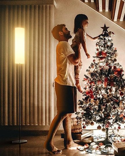 Floor Lamp,4 Color Temperature Modern LED Standing Lamp,Stepless Dimmer Remote Control Floor Lamps for Living Room/Bedroom/Office,3000k-7000k Elegant Tall Lamps with Linen Lamp Shade,Timmer - LeafyLoom