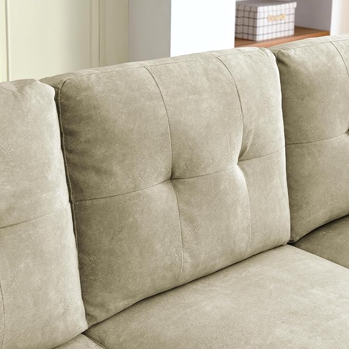 Velvet L Shaped Sofa with Reversible Chaise Lounge, Storage Ottoman, Pillows & Side Pocket, Button Tufted Backrest, 6-Seater Upholstered Corner Sectional Couches for Living Room Furniture Set - LeafyLoom