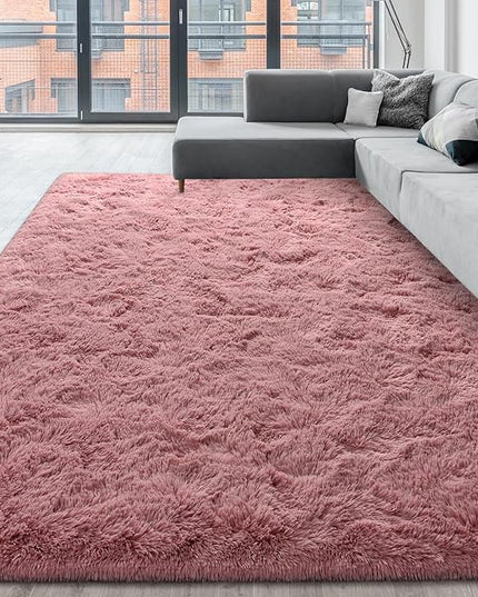 Super Soft Fluffy Shaggy Rugs for Living Room Bedroom, Fuzzy Plush Area Rugs for Girls Kids Room Nursery Home Decor, Furry Dorm Rug Cute Non-Slip Indoor Floor Carpet 5x8 Feet, Blush - LeafyLoom