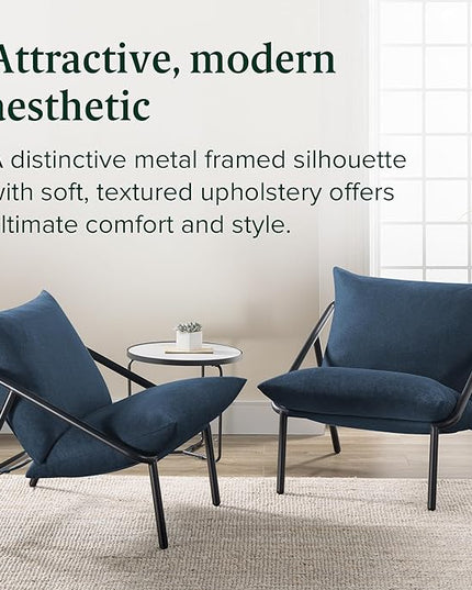 ZINUS Ada Sling Accent Chair, Metal Framed Armchair with Shredded Foam Cushioning, Navy - LeafyLoom