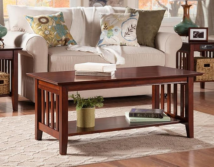 Atlantic Furniture AH15204 Mission Coffee Table, Walnut - LeafyLoom
