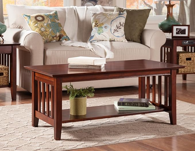 Atlantic Furniture AH15204 Mission Coffee Table, Walnut - LeafyLoom