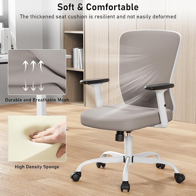 Office Chair, Ergonomic Desk Chair with Adjustable High Back, Breathable Mesh Computer Chair with Adjustable Armrests, Rolling Swivel Comfy Task Chairs, Executive Chair for Home Office - LeafyLoom