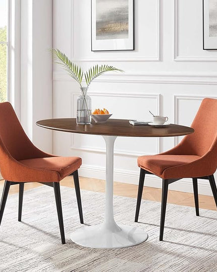 Modway Lippa 48" Mid-Century Modern Dining Table with Oval Top in Walnut - LeafyLoom