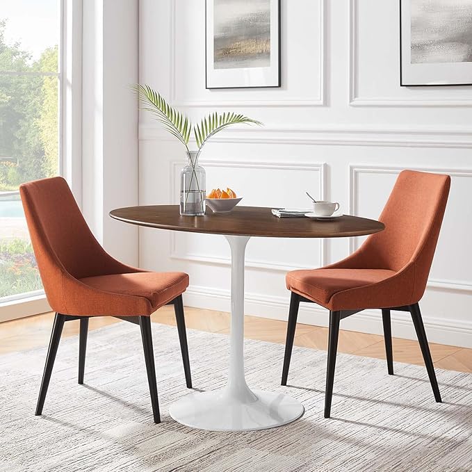 Modway Lippa 48" Mid-Century Modern Dining Table with Oval Top in Walnut - LeafyLoom