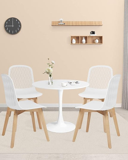Armless Modern Chairs with Wood Legs for Living, Bedroom, Kitchen,Dining,Lounge Waiting Room, Restaurants, Cafes, Set of 4… - LeafyLoom