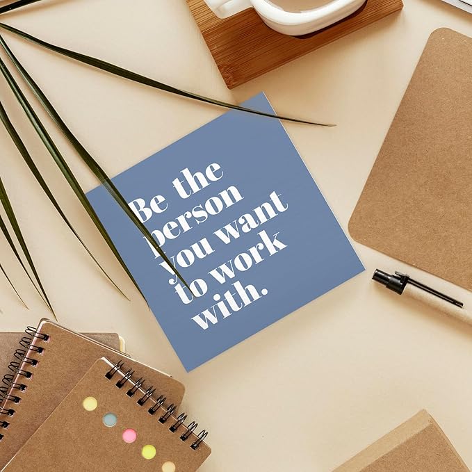 Be The Person You Want to Work With Inspirational Black Wood Box Sign Desk Decor, Teamwork Motivational Blue Wooden Block Sign Decorations for Home Office Workplace Wall Tabletop Shelf Decor - LeafyLoom