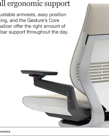 Steelcase Gesture Office Chair - Ergonomic Work Chair with Wheels for Carpet - Comfortable Office Chair - Intuitive-to-Adjust Chairs for Desk - 360-Degree Arms - Coconut Yellow Fabric - LeafyLoom